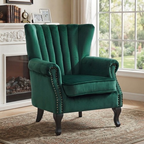 High wingback velvet chair - high, in