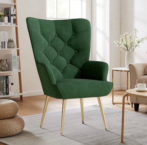 1pc velvet lounge - chair, gold