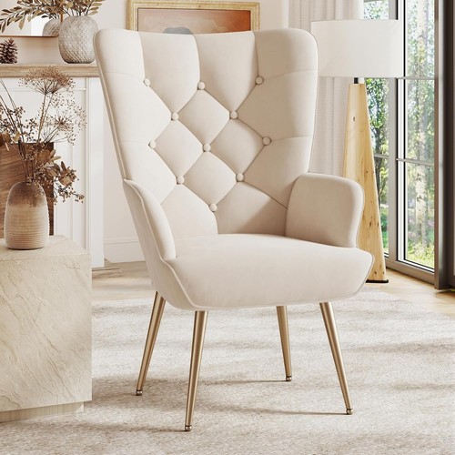 Velvet wingback armchair high - velvet,