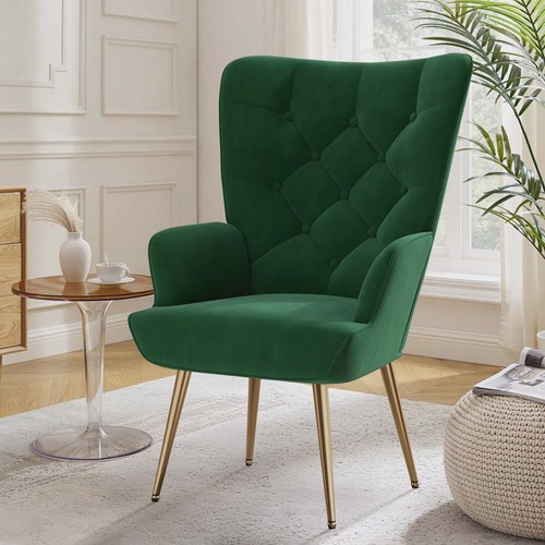 Velvet wingback armchair gold - velvet,