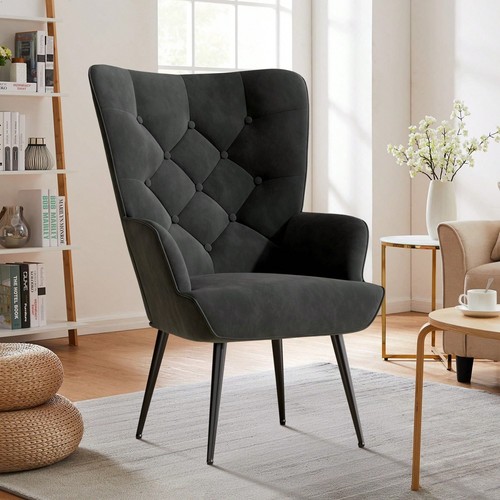 Velvet accent armchair with - accent,