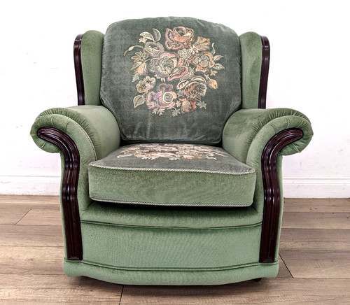 Armchair mint green velour - armchair,